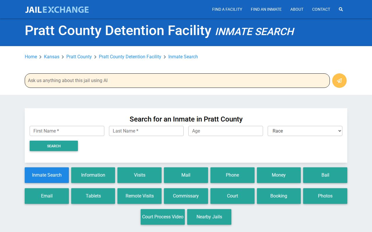 Unofficial JailExchange Pratt County detention search page