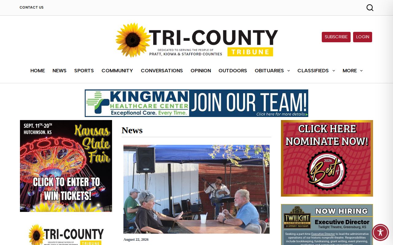 Tri-County Tribune news site serving Pratt County