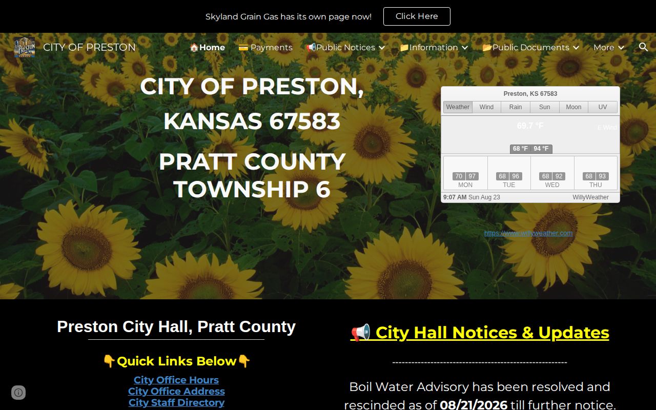 Official City of Preston website contact page